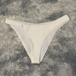 White Textured Cheeky Bikini Bottoms